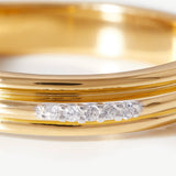 Anel Fino Cravejado Ranhurado - Ouro 18K | SILLENE