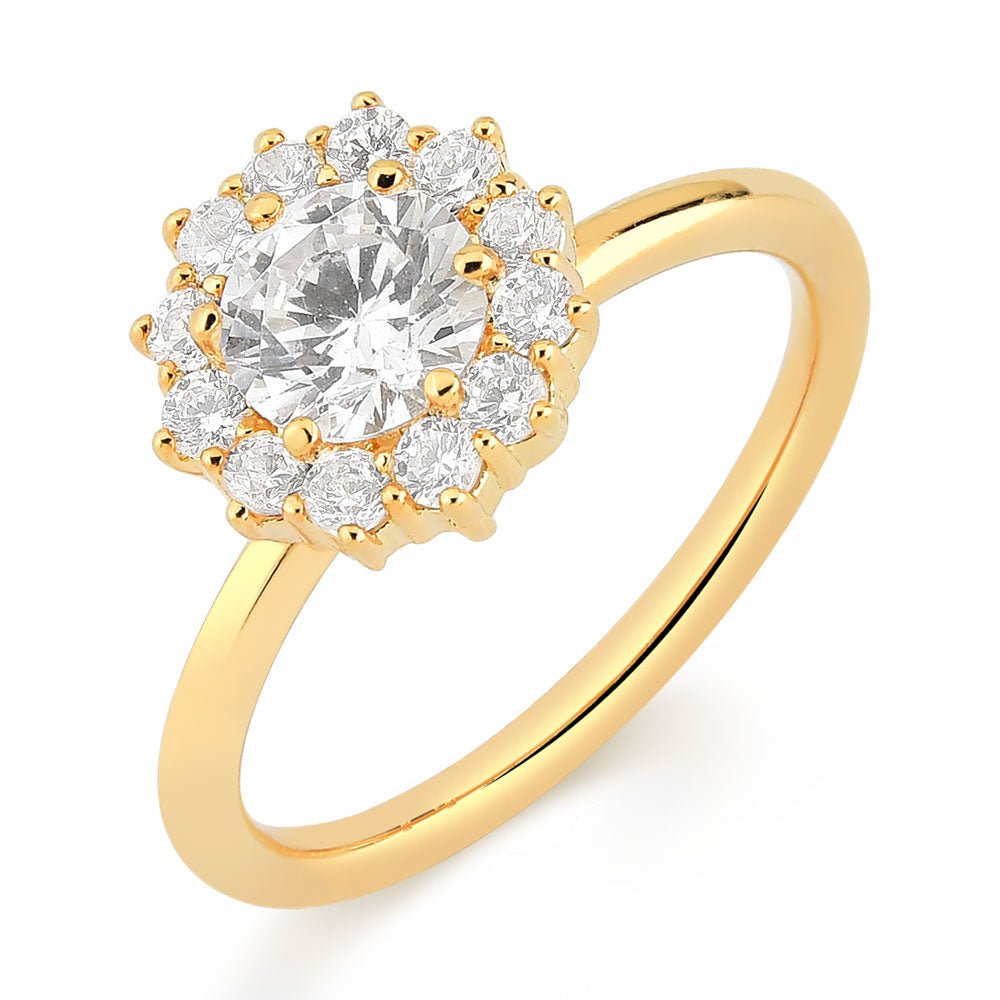 Anel Fiore em Zircônia - Ouro 18K