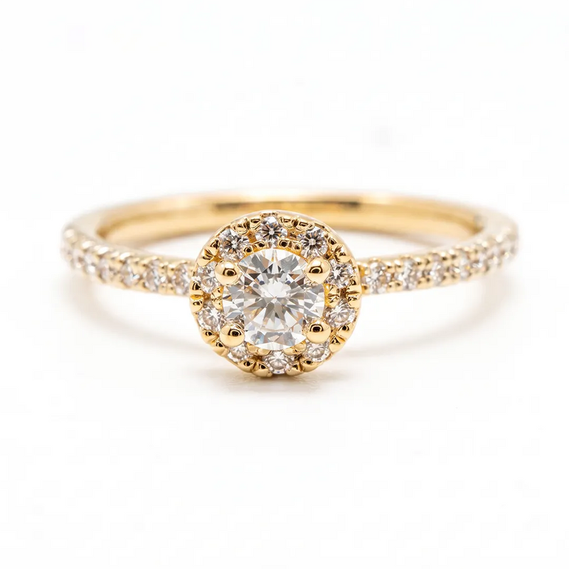 Anel Halo Piccolo em Zircônia - Ouro 18K