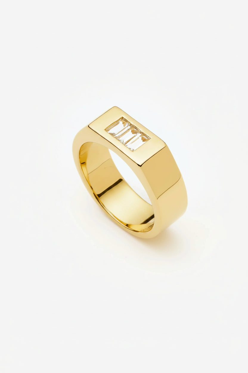 Anel Largo Três Pedras - Ouro 18K | SILLENE