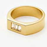 Anel Largo Três Pedras - Ouro 18K | SILLENE