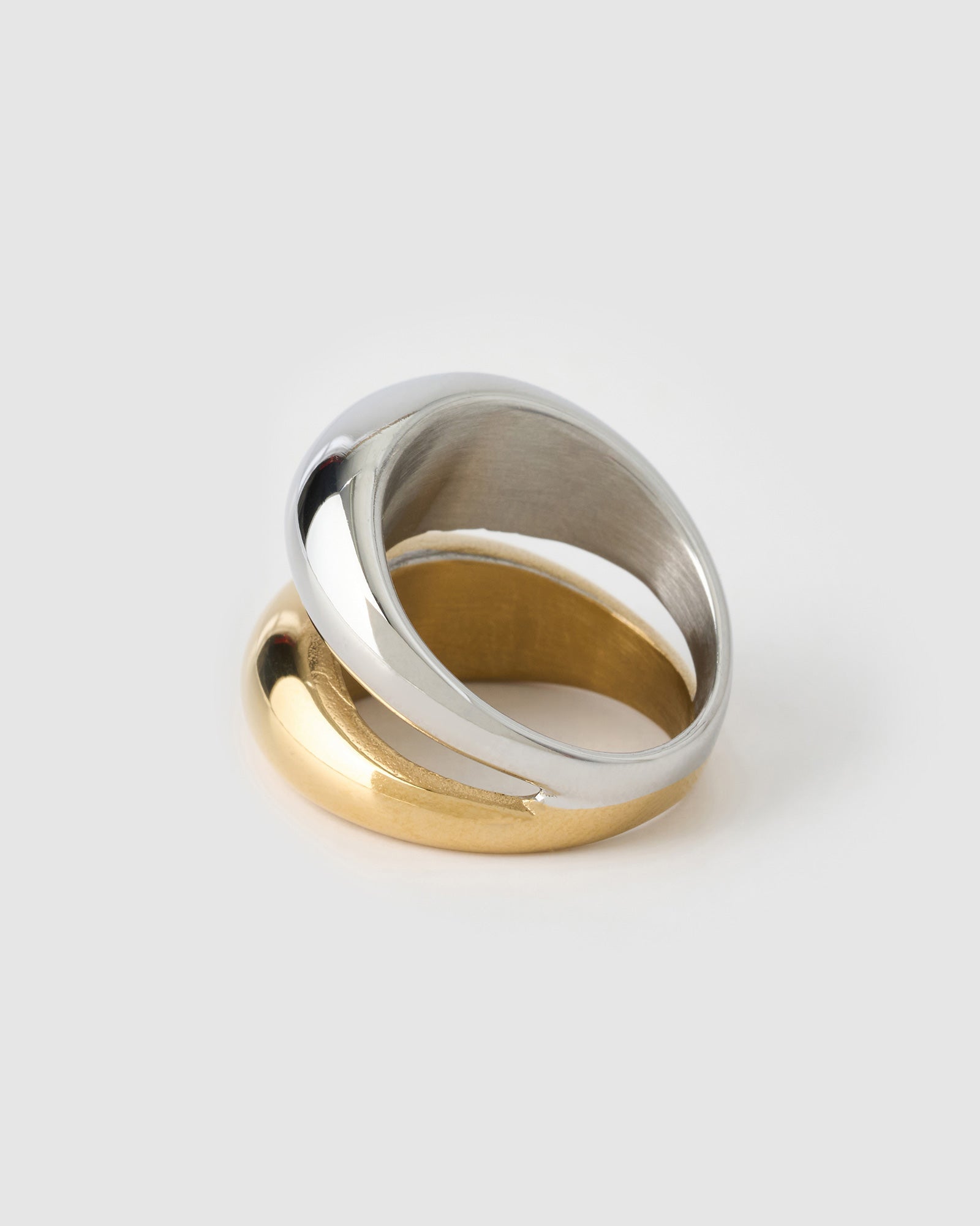 Anel Linhas Sinuosas - Ouro e Prata | SILLENE