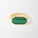 Anel Malaquita Encorpado - Ouro 18K | SILLENE