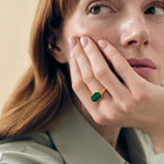 Anel Malaquita Encorpado - Ouro 18K | SILLENE