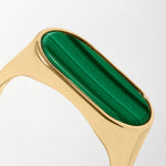 Anel Malaquita Encorpado - Ouro 18K | SILLENE