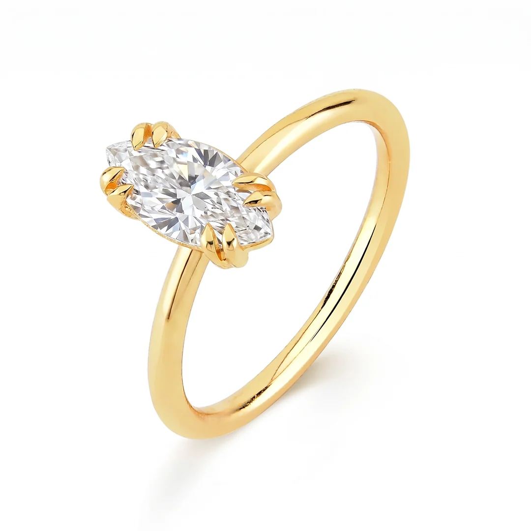 Anel Marquesa em Zircônia - Ouro 18K