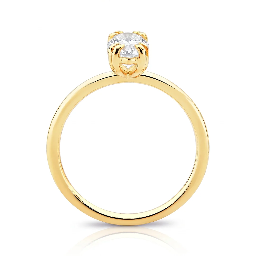 Anel Marquesa em Zircônia - Ouro 18K