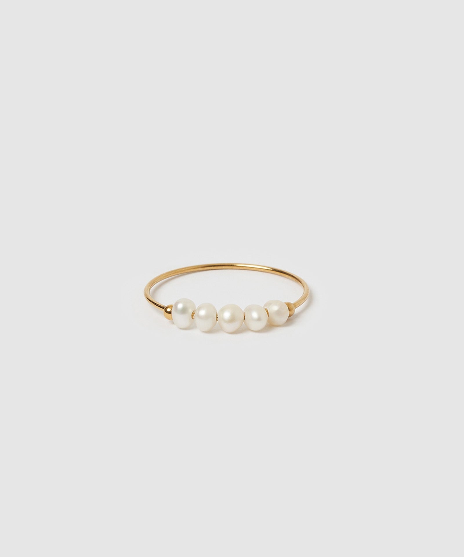 Anel Meia-Lua com Pérolas - Ouro 18K | SILLENE