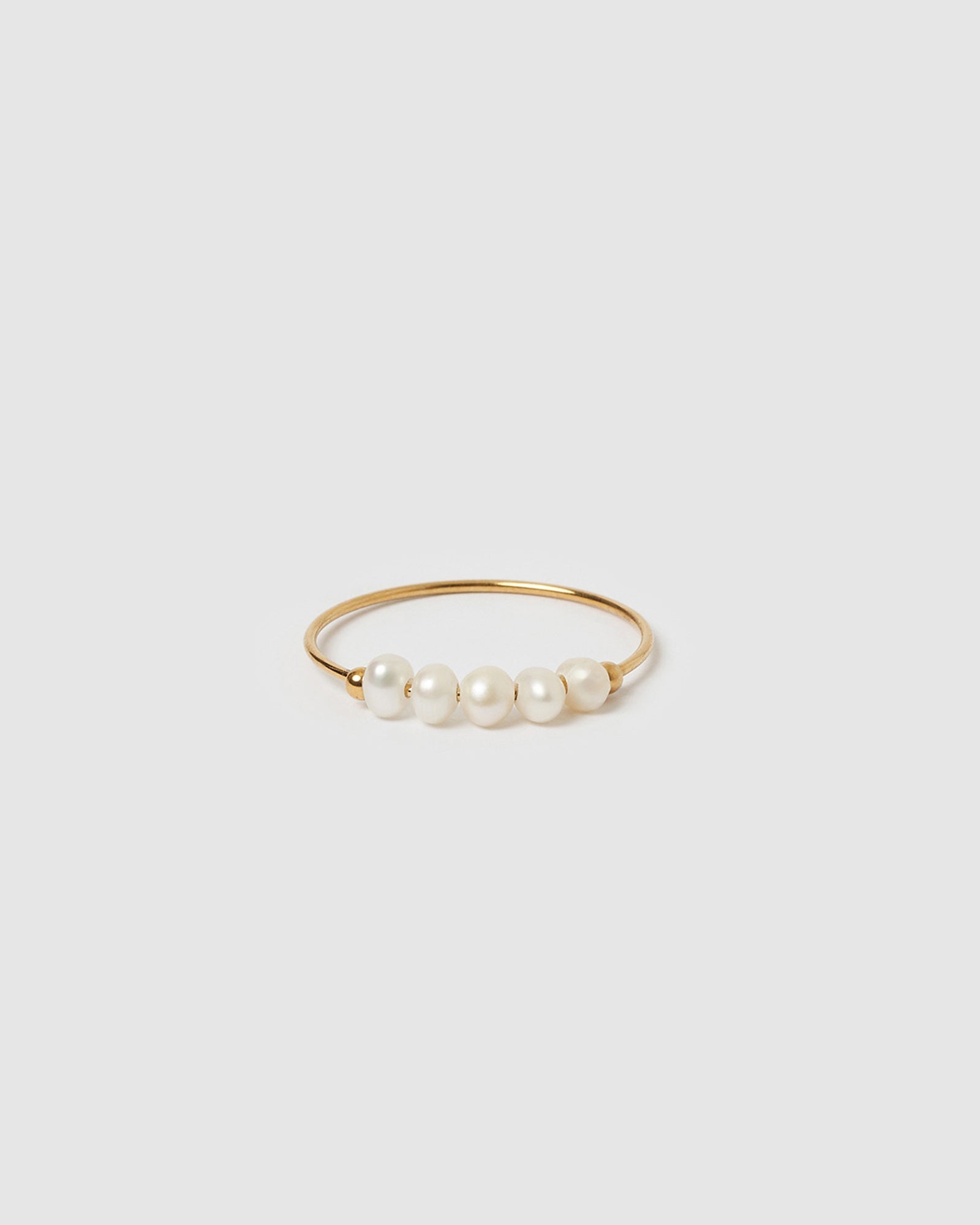 Anel Meia-Lua com Pérolas - Ouro 18K | SILLENE