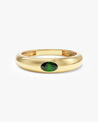 Anel Oval Cravejado Pedra do Mês com pedra Jade em ouro 18K