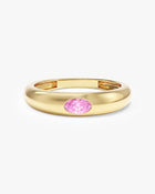 Anel Oval Cravejado Pedra do Mês com pedra Opala em ouro 18K