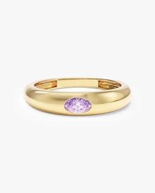 Anel Oval Cravejado Pedra do Mês com pedra Pedra-da-Lua em ouro 18K