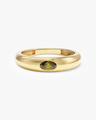 Anel Oval Cravejado Pedra do Mês com pedra Peridoto em ouro 18K