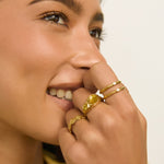Anel Pedras Amareladas - Ouro 18K | SILLENE
