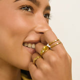 Anel Pedras Amareladas - Ouro 18K | SILLENE