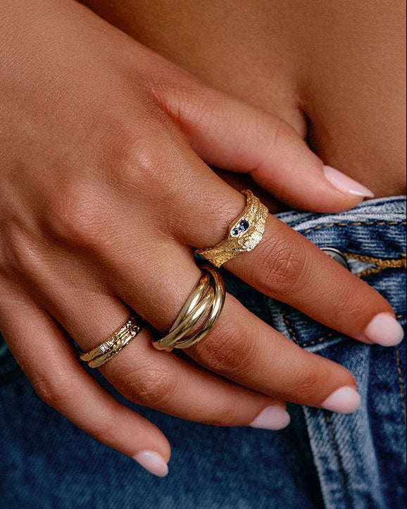 Anel Pedras Azuis - Ouro 18K | SILLENE