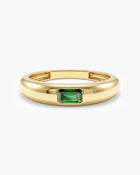Anel Retangular Cravejado Pedra do Mês com Jade em ouro 18K