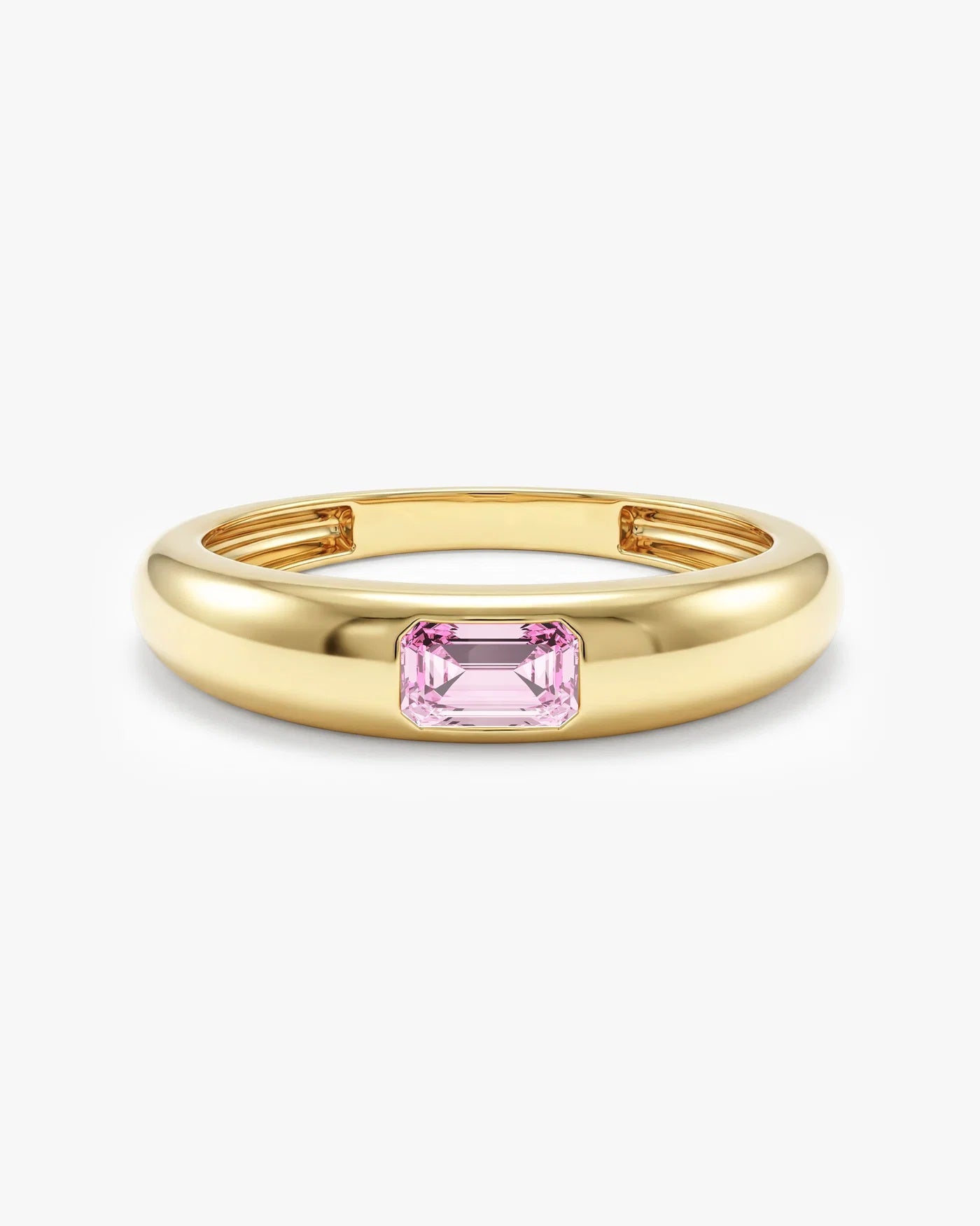 Anel Retangular Cravejado Pedra do Mês com Opala em ouro 18K