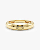 Anel Retangular Cravejado Pedra do Mês com Peridoto em ouro 18K