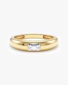 Anel Retangular Cravejado Pedra do Mês com Topázio Branco em ouro 18K