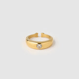 Anel Sinete Coração Cristal - Ouro 18K | SILLENE