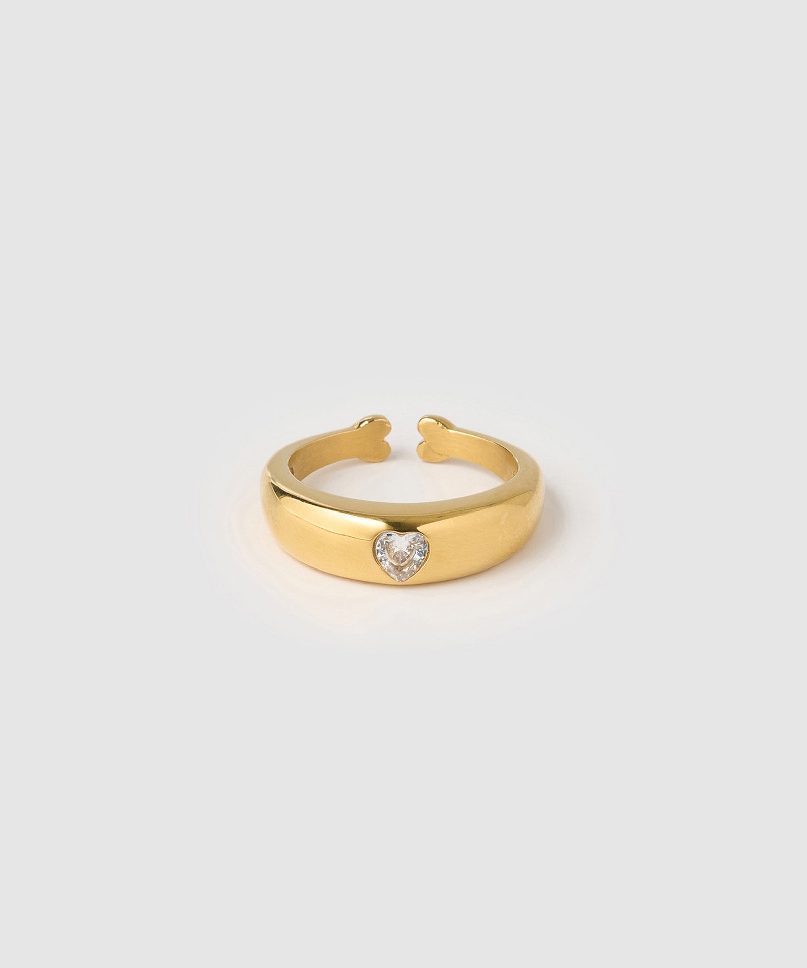 Anel Sinete Coração Cristal - Ouro 18K | SILLENE