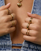 Anel Sinete Coração Cristal - Ouro 18K | SILLENE
