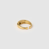 Anel Sinete Coração Cristal - Ouro 18K | SILLENE