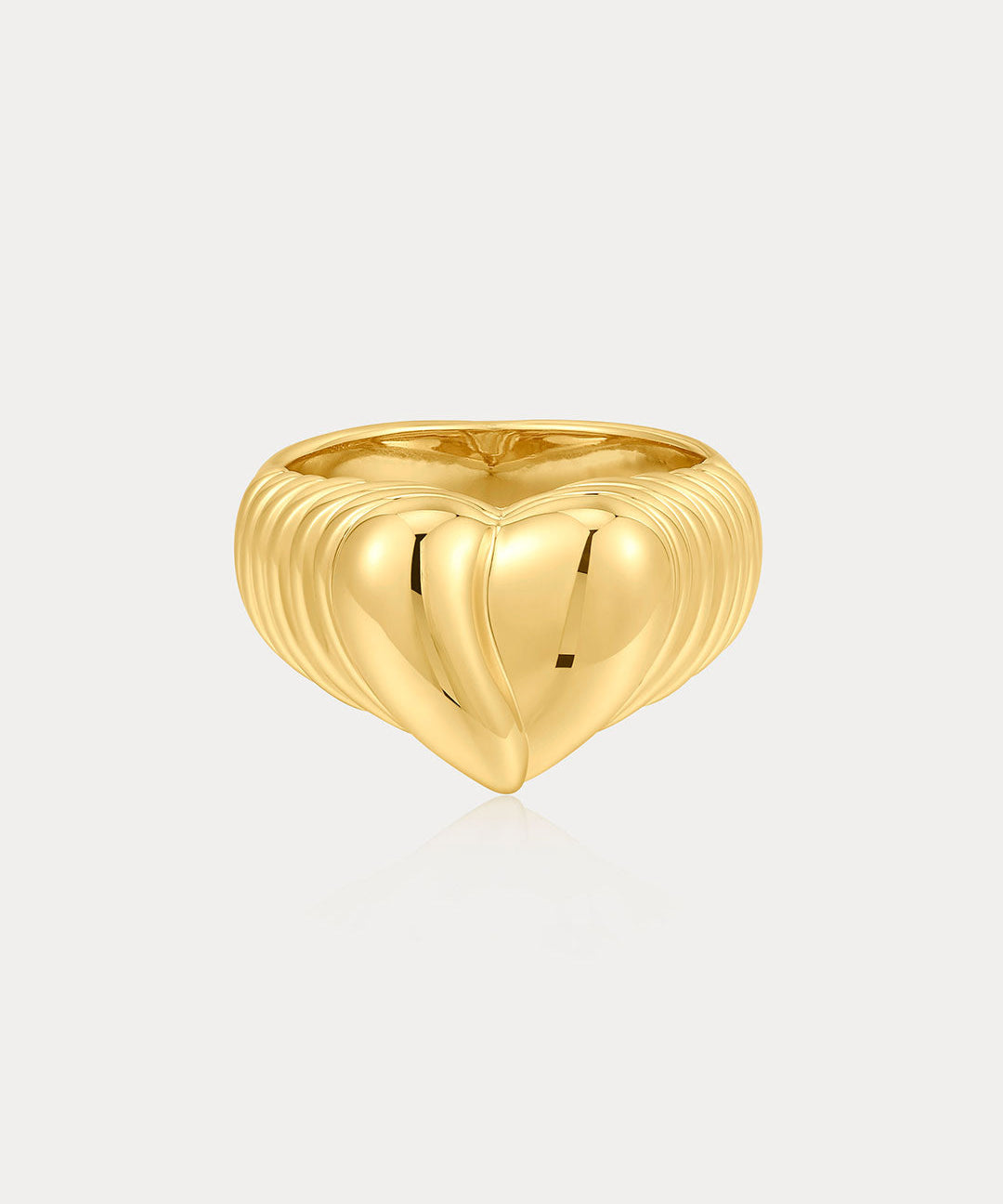 Anel Sinete Coração Estriado - Ouro 18K | SILLENE