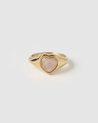 Anel Sinete Coração Quartzo Rosa - Ouro 18K | SILLENE