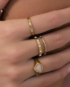 Anel Sinete Coração Quartzo Rosa - Ouro 18K | SILLENE