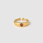 Anel Sinete Coração Vermelho - Ouro 18K | SILLENE