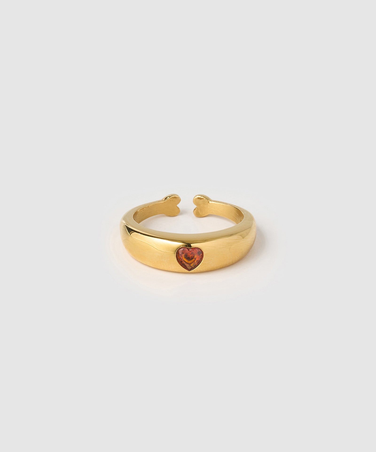 Anel Sinete Coração Vermelho - Ouro 18K | SILLENE