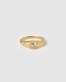 Anel Sinete Espiral Cravejado - Ouro 18K | SILLENE
