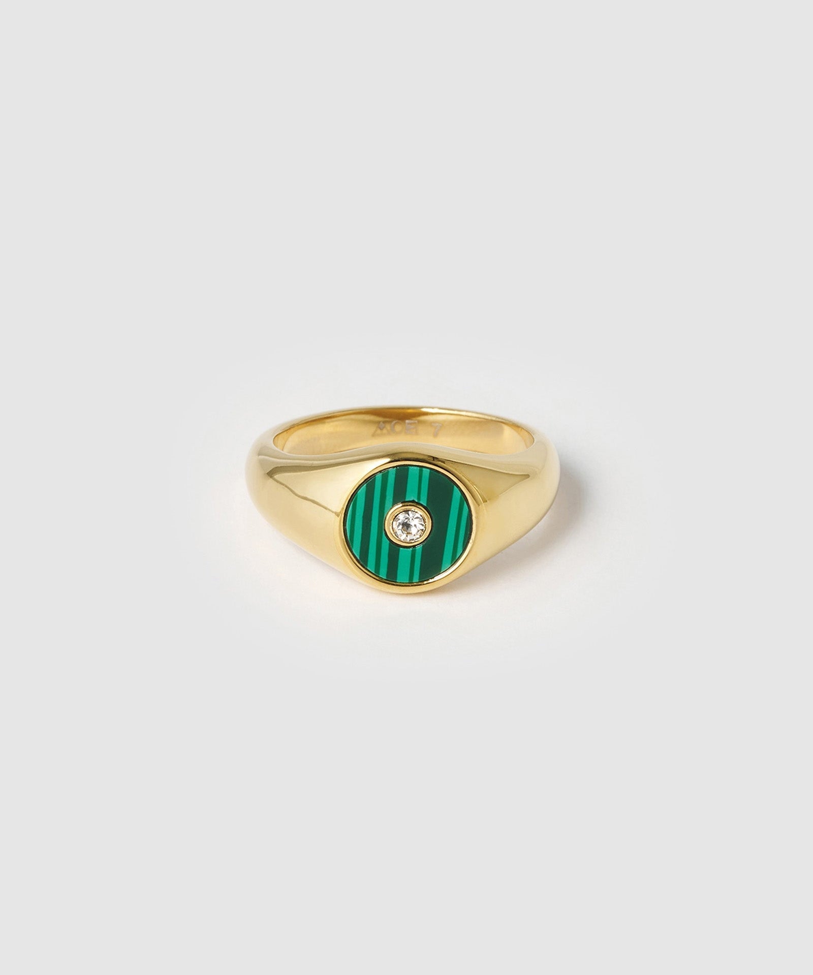 Anel Sinete Malaquita - Ouro 18K | SILLENE