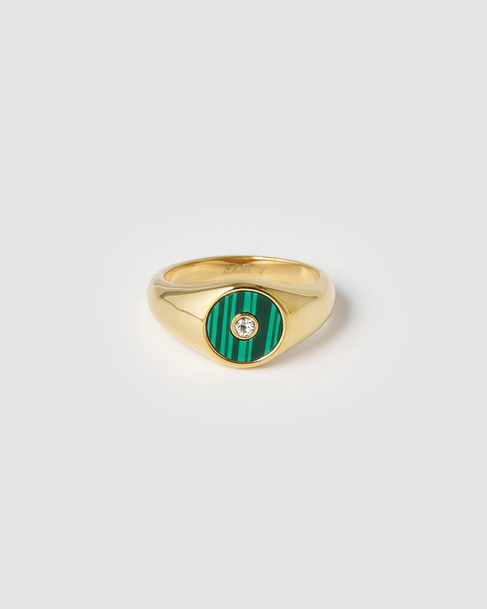 Anel Sinete Malaquita - Ouro 18K | SILLENE