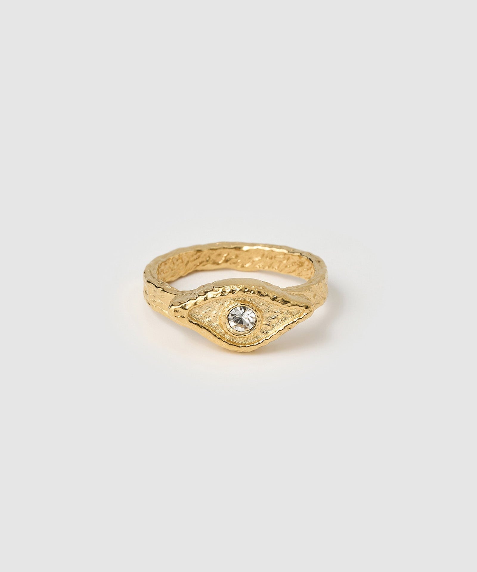 Anel Sinete Olho Grego Cravejado - Ouro 18K | SILLENE
