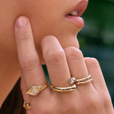 Anel Sinete Olho Grego Cravejado - Ouro 18K | SILLENE