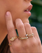 Anel Sinete Olho Grego Cravejado - Ouro 18K | SILLENE