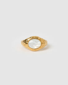 Anel Sinete Orgânico com Pérola - Ouro 18K | SILLENE