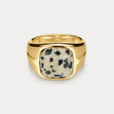 Anel Sinete Pedra Mesclada - Ouro 18K | SILLENE