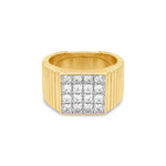 Anel Sinete Quadrado Cravejado - Ouro 18K | SILLENE