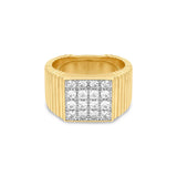 Anel Sinete Quadrado Cravejado - Ouro 18K | SILLENE