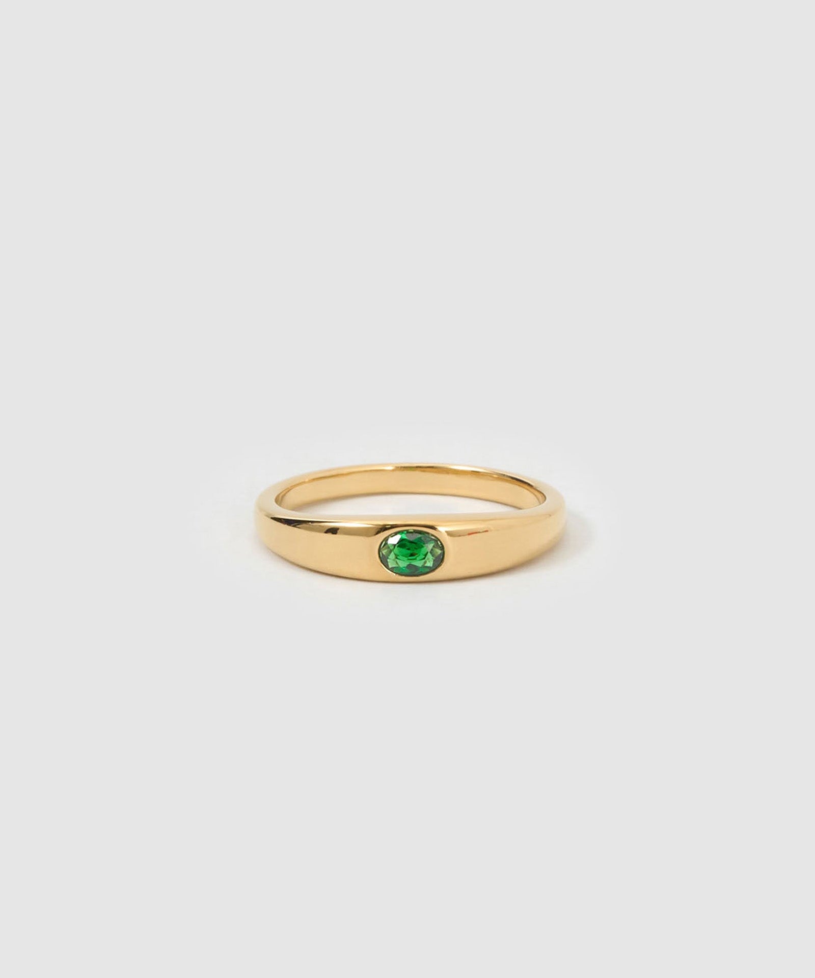 Anel Solitário Pedra Verde - Ouro 18K | SILLENE