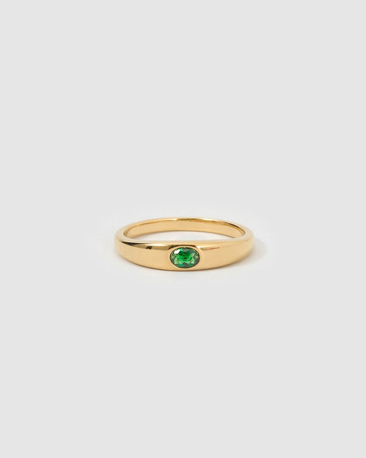 Anel Solitário Pedra Verde - Ouro 18K | SILLENE