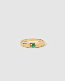 Anel Solitário Pedra Verde - Ouro 18K | SILLENE