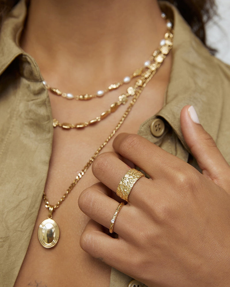 Anel Texturizado Largo - Ouro 18K | SILLENE