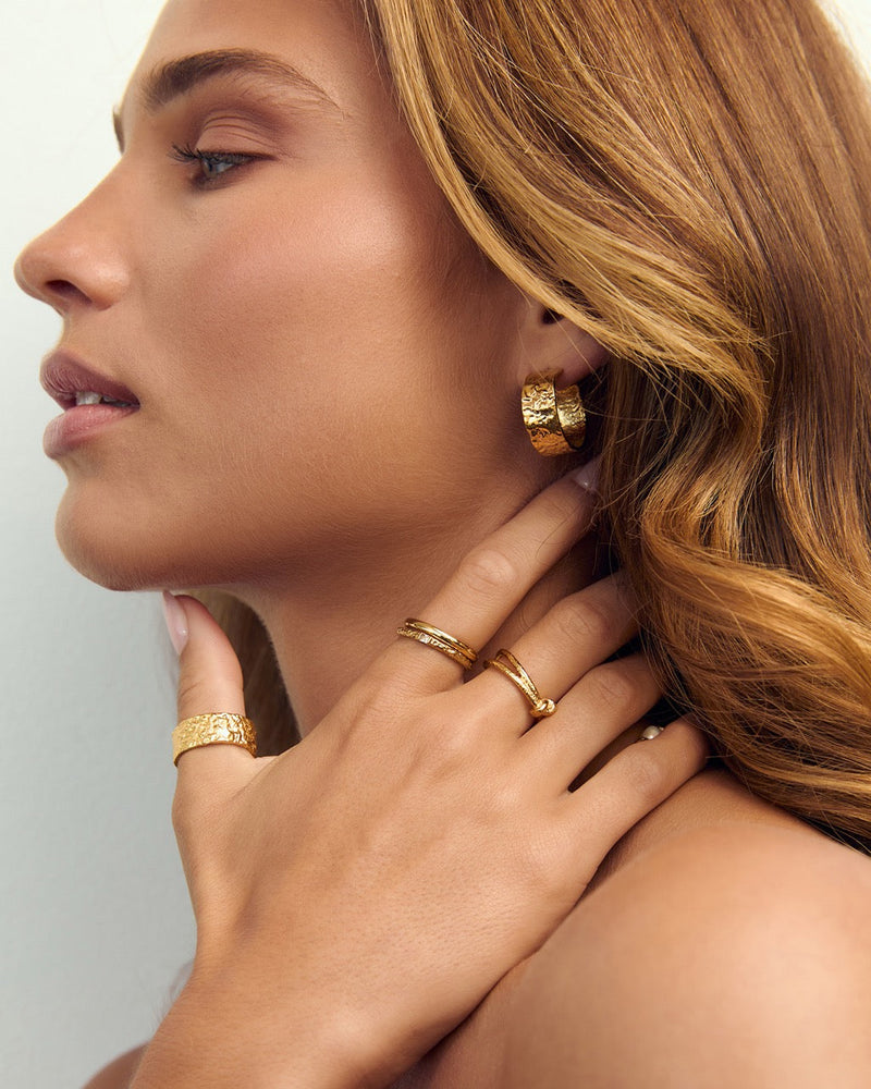 Anel Texturizado Largo - Ouro 18K | SILLENE