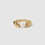 Anel Torcido com Pérola - Ouro 18K | SILLENE