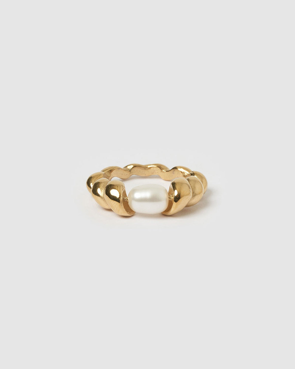 Anel Torcido com Pérola - Ouro 18K | SILLENE